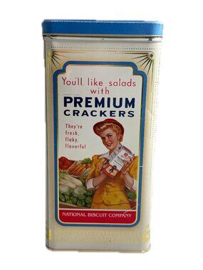 Nabisco Collector's Choice Vintage Premium Crackers Tin Canister Storage Box Lid